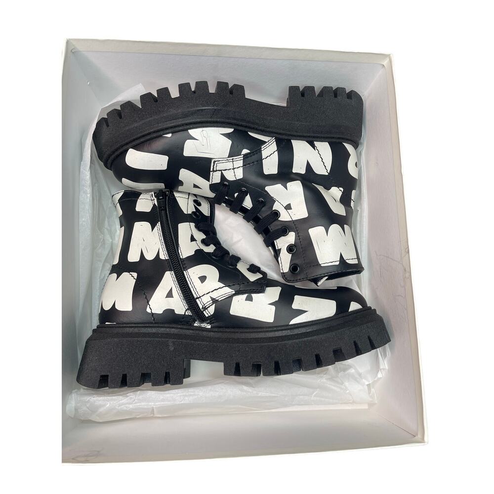 Marni Kids Logo Print Combat Boots NWT size 34